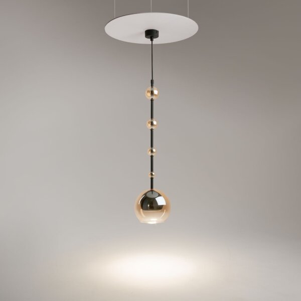 Lampe à suspendre métal verre fumé D : 16 cm rond GU10 Moderne