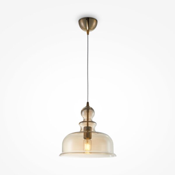 Suspension métal verre fumé E27 D : 29,7 cm rond MOIRA