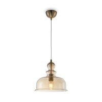 Suspension m&eacute;tal verre fum&eacute; E27 D : 29,7 cm...