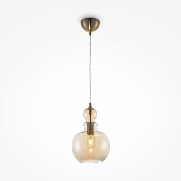 Lampe à suspendre métal verre fumé E27 D : 21,5 cm rond Vintage