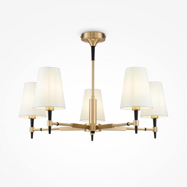 Lustre métal tissu L : 78 cm en laiton blanc E14