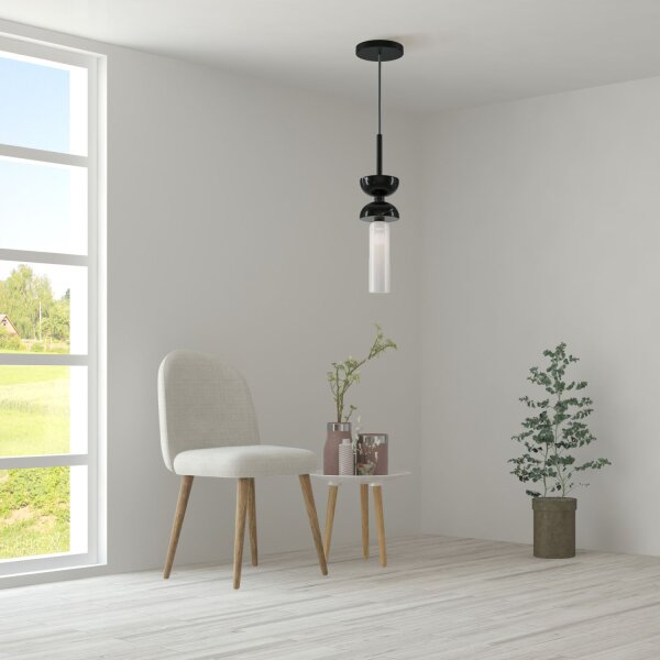 Lampe à suspendre métal verre rond D : 10 cm H : max. 336,5 cm