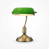 Lampe de banquier métal verre E27 36 cm en laiton...