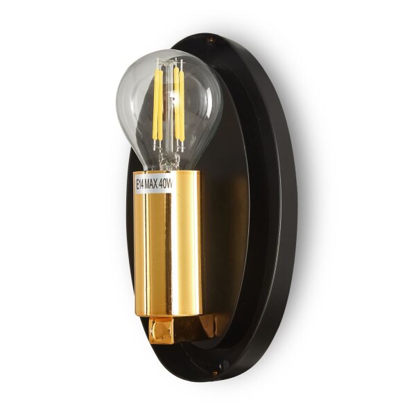 Applique murale métal verre E14 H : 27,5 cm en or brillant