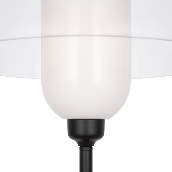 Lampadaire métal verre E14 139 cm de haut noir blanc