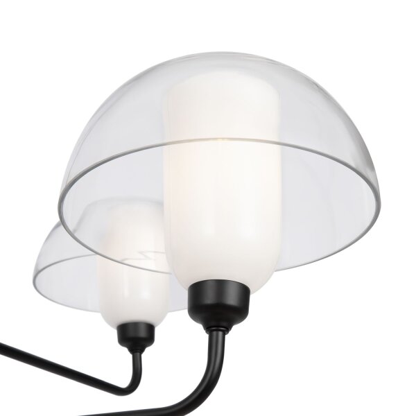 Lustre métal verre E14 largeur 90,6 cm noir blanc