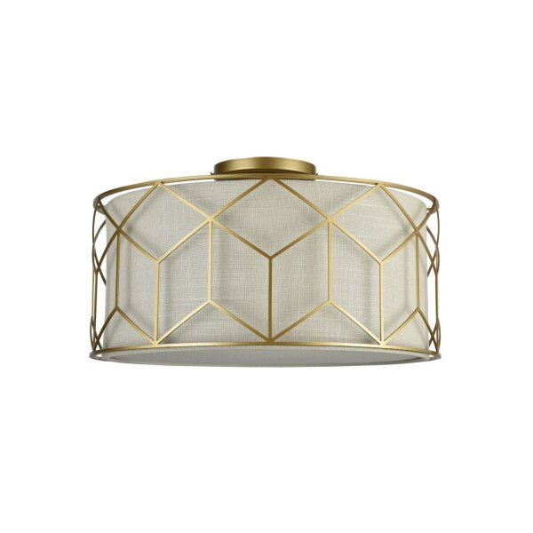 Lampe de plafond tissu métal E27 D : 43 cm en or naturel
