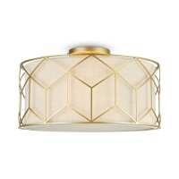 Lampe de plafond tissu métal E27 D : 43 cm en or...