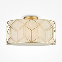 Lampe de plafond tissu métal E27 D : 43 cm en or...