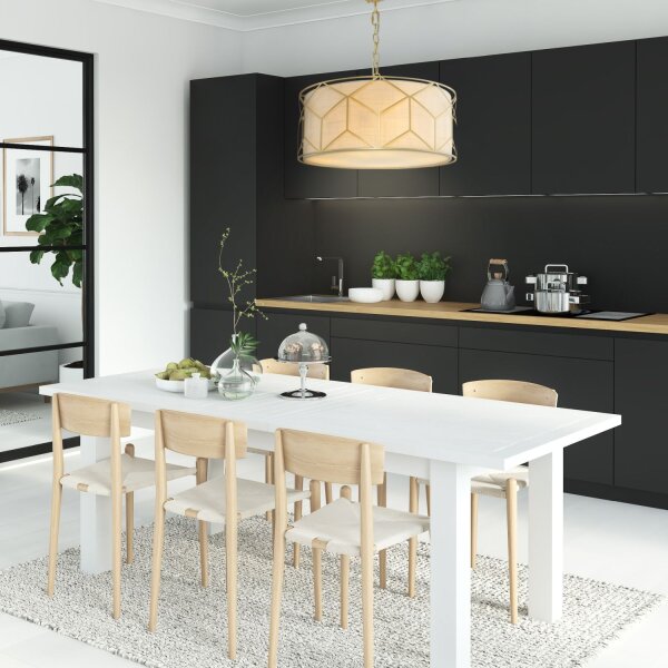 Lampe à suspendre métal tissu Ø 45 cm rond H : max. 76,8 cm