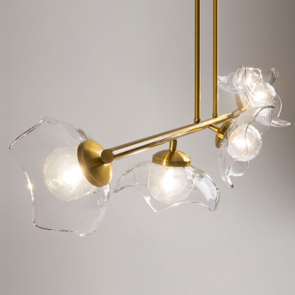 Suspension verre métal G9 H : max. 84,4 cm en laiton