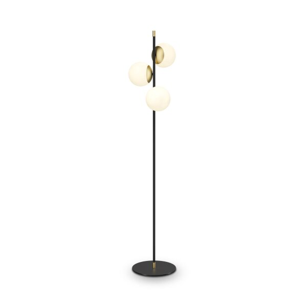 Lampadaire métal verre hauteur 150 cm en or blanc noir