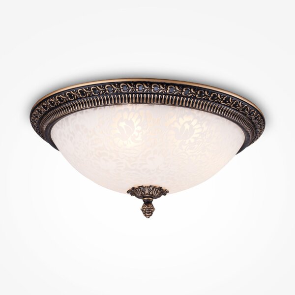 Plafonnier métal verre rond D : 37 cm E27 3-flamme
