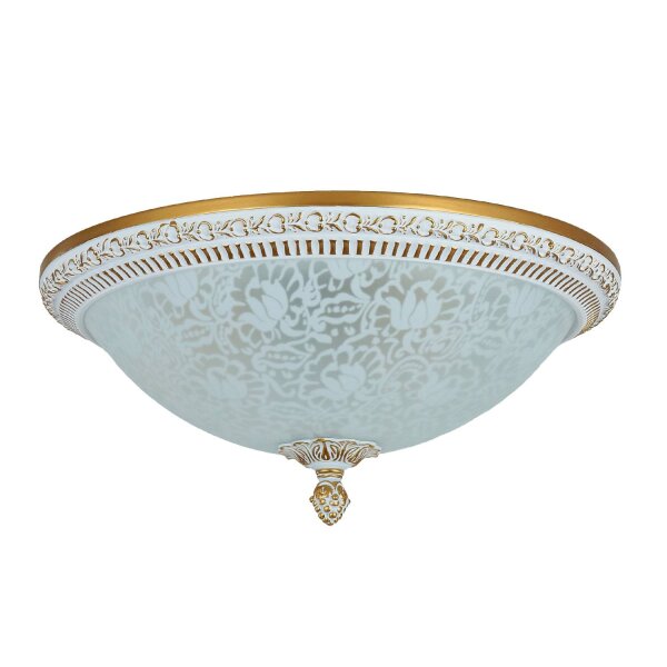Plafonnier métal verre E27 rond D : 35 cm 3 flammes
