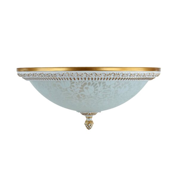 Plafonnier métal verre E27 rond D : 35 cm 3 flammes