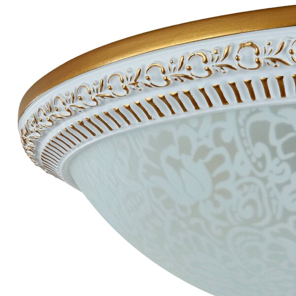 Plafonnier métal verre E27 rond D : 35 cm 3 flammes