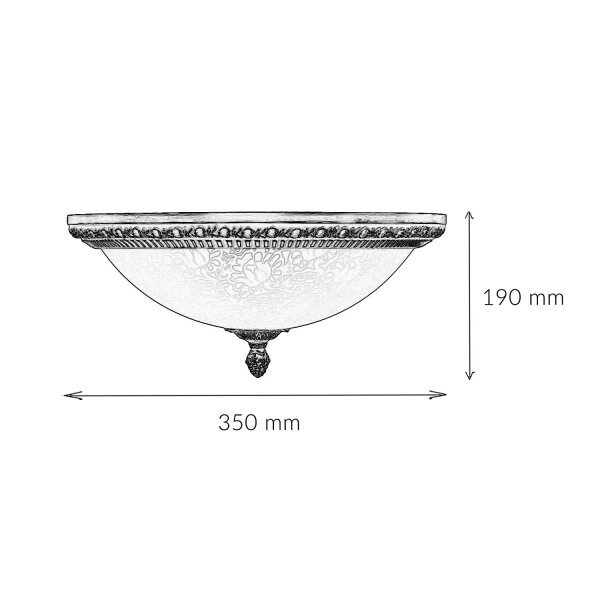 Plafonnier métal verre E27 rond D : 35 cm 3 flammes