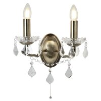 Applique murale avec interrupteur 2 flammes E14 en laiton...