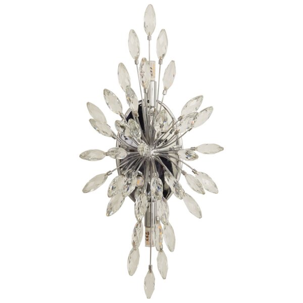 Lampe murale cristal métal H : 47 cm en chrome clair 4x G9