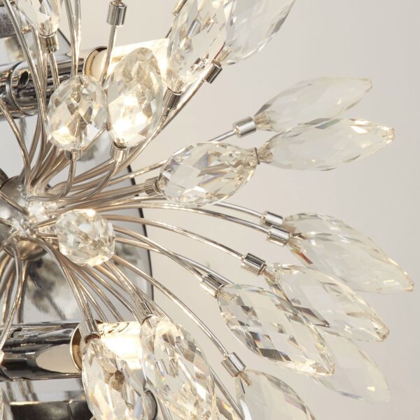 Lampe murale cristal métal H : 47 cm en chrome clair 4x G9