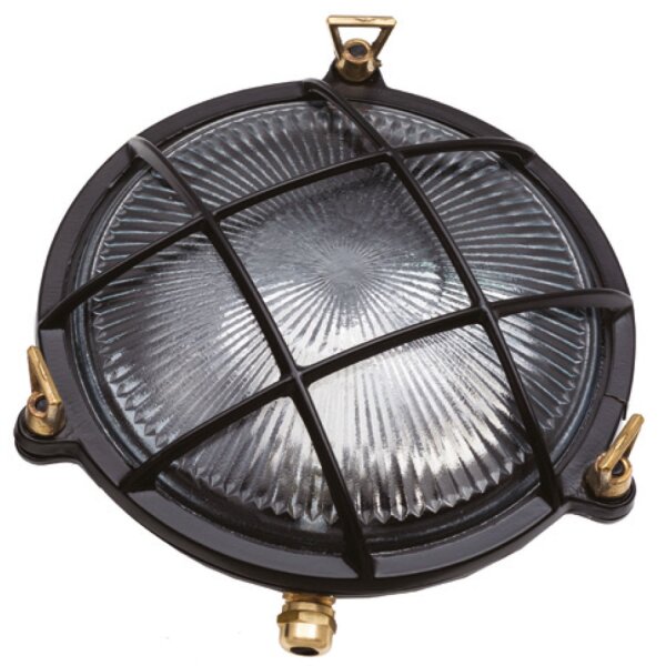 Lampe dextérieur murale laiton verre E27 IP64 Ø 21 cm rond