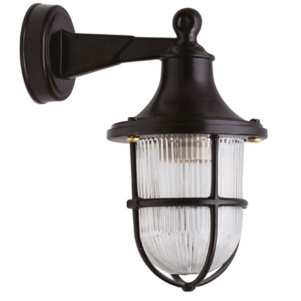 Lampe dextérieur mur laiton verre E27 IP64 hauteur 27 cm noir