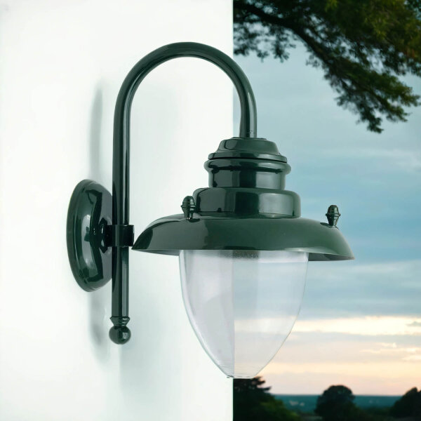 Lampe dextérieur mur laiton verre H : 21 cm IP23 E27 vert