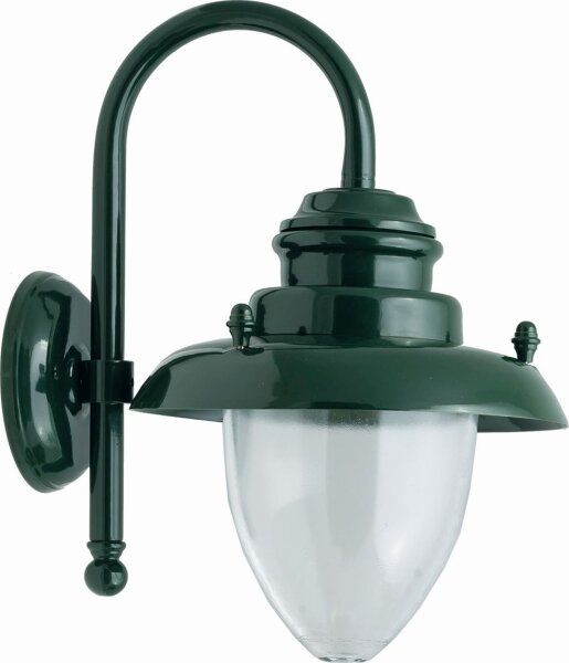 Lampe dextérieur mur laiton verre H : 21 cm IP23 E27 vert