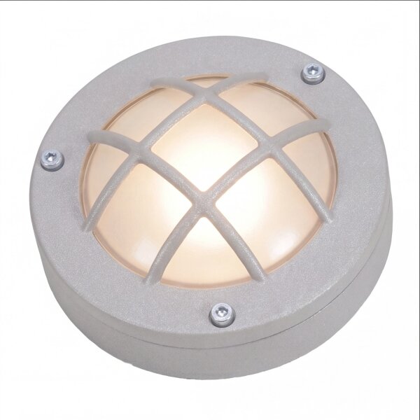Lampe de cave ronde Ø 14 cm laiton verre gris G9 IP64
