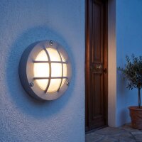 Lampe de cave ronde &Oslash; 14 cm laiton verre gris G9 IP64