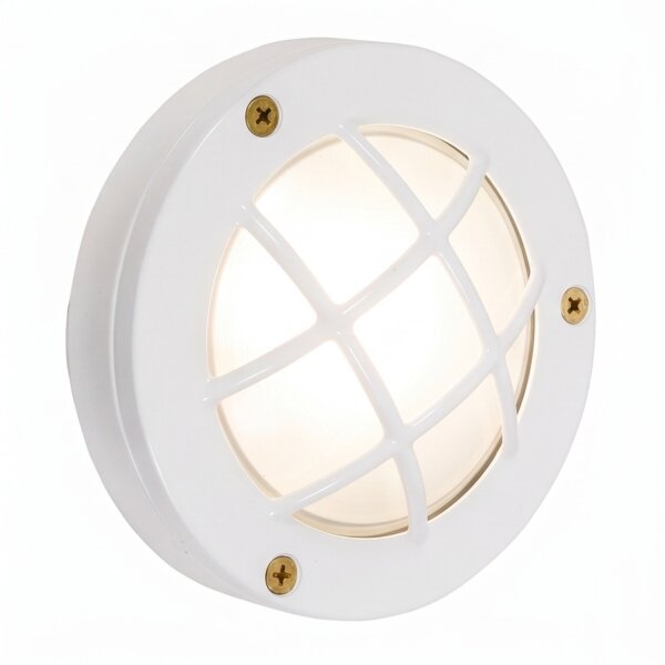 Applique extérieure Blanc laiton massif D : 14 cm rond IP64