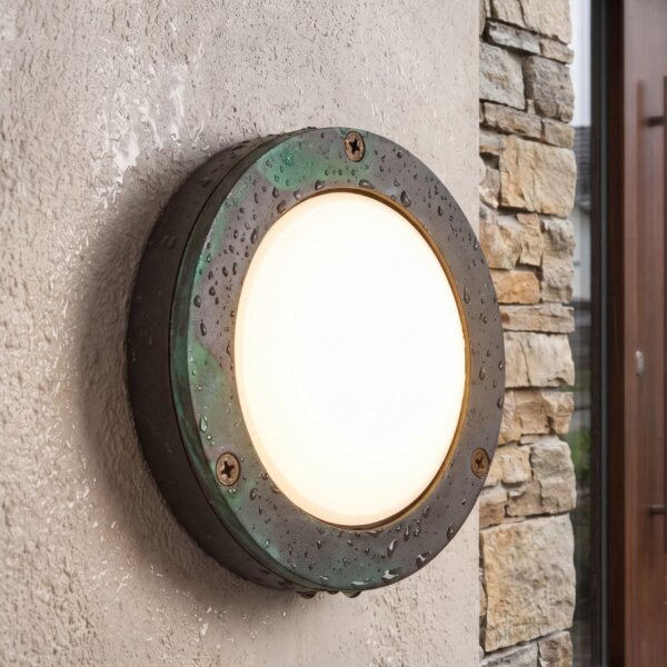 Applique extérieure laiton verre G9 IP64 D : 14 cm rond