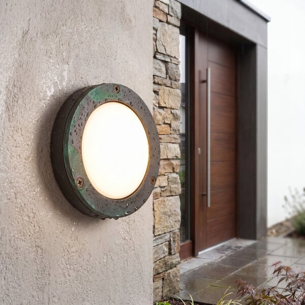 Applique extérieure laiton verre G9 IP64 D : 14 cm rond
