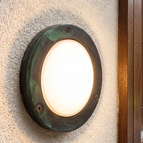 Applique extérieure ronde laiton verre Ø 14 cm IP64 GX53