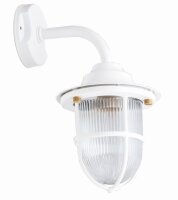 Lampe de cour Blanc E27 Laiton Verre cannel&eacute; IP64...