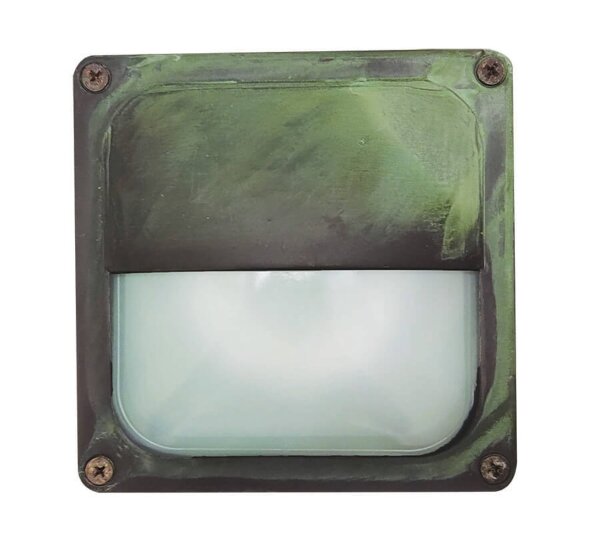 Lampe dextérieur mur laiton verre L : 16 cm IP64 vert antique