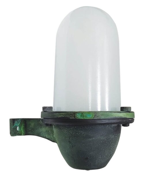 Lampe dextérieur murale laiton verre H : 21 cm IP64 vert antique