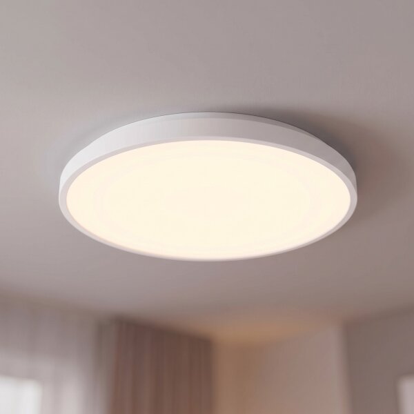 Plafonnier LED blanc métal IP44 blanc neutre Ø38,5 cm