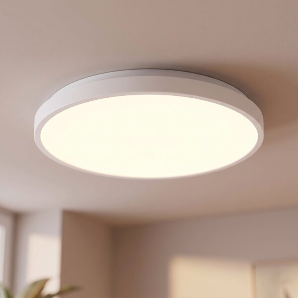 Plafonnier LED blanc métal IP44 3000 K Ø38,5 cm rond