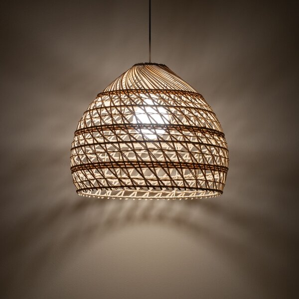 Lampe à suspendre ronde en rotin naturel E27 Ø43 cm confortable