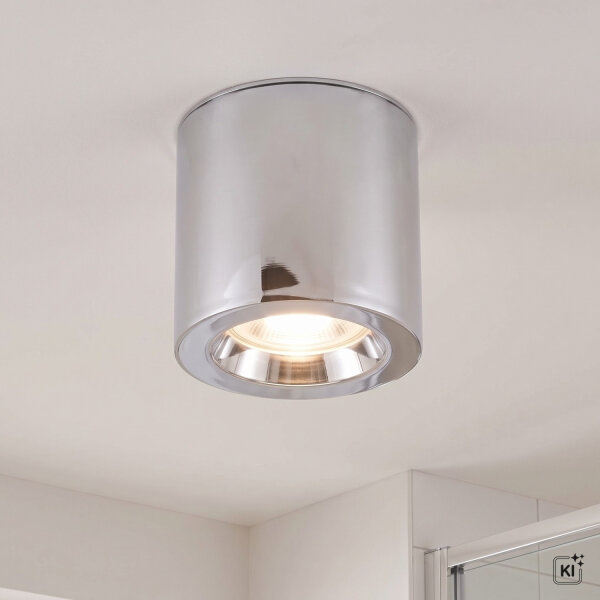 Spot de plafond en aluminium apparent IP44 GU10 en chrome