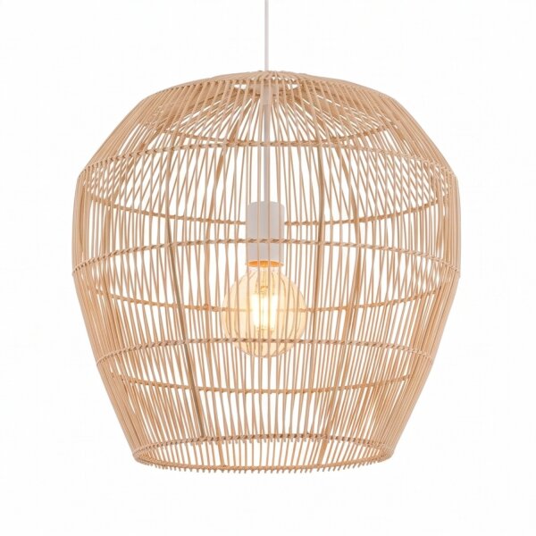 Lampe à suspendre en bambou naturel E27 L:43 cm réglable en hauteur