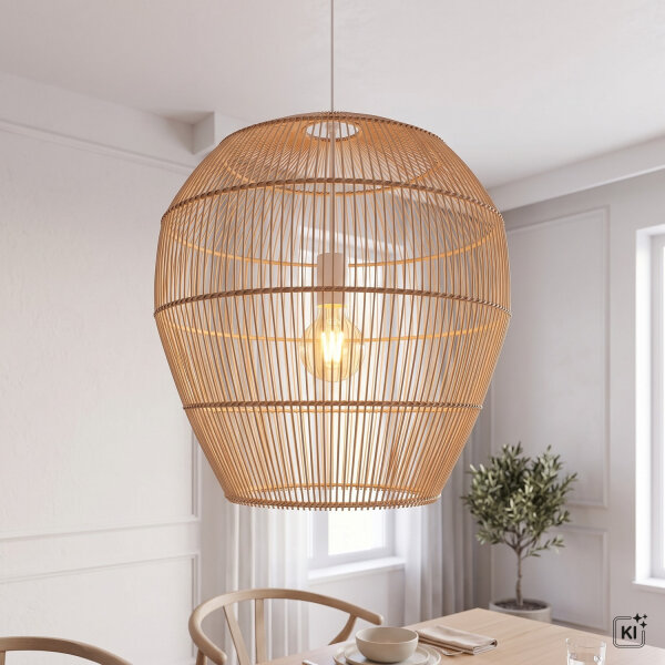 Suspension E27 Bambou naturel L:50 cm réglable en hauteur