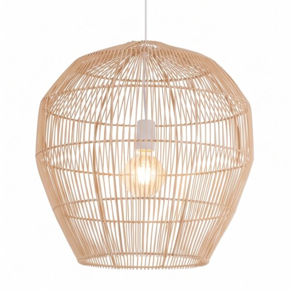 Suspension E27 Bambou naturel L:50 cm réglable en hauteur