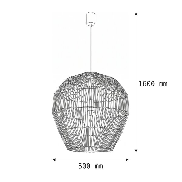 Suspension E27 Bambou naturel L:50 cm réglable en hauteur