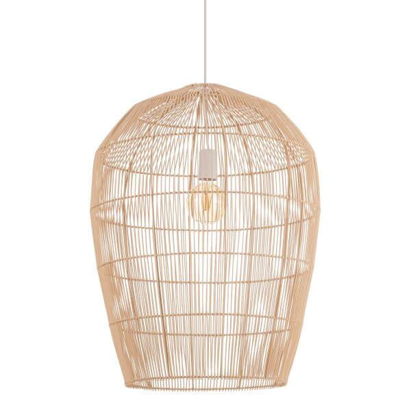 Suspension E27 bambou bois naturel Ø53,5 cm réglable