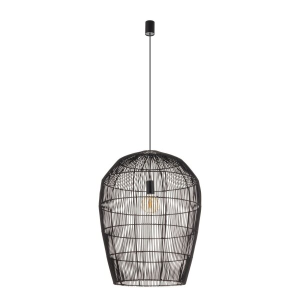 Suspension en bambou noir confortable E27 Ø53,5 cm