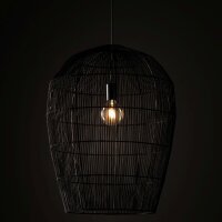 Suspension en bambou noir confortable E27 Ø53,5 cm