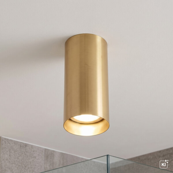 Spot de plafond acier GU10 en laiton Ø5,5 cm cylindre