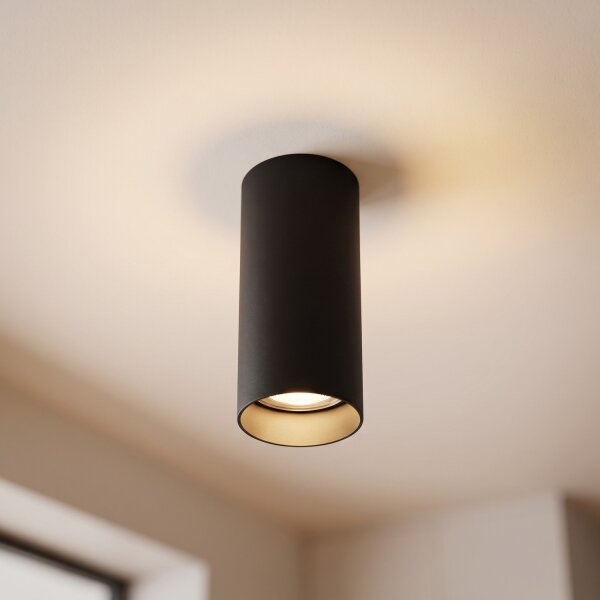 Spot de plafond noir métal GU10 5,5 cm accentué